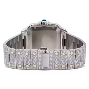 Usine directe personnalisée VVS clarté Moissanite diamant clouté montre à la mode Style Hiphop en acier inoxydable carré verre à Quartz - Product Image 4