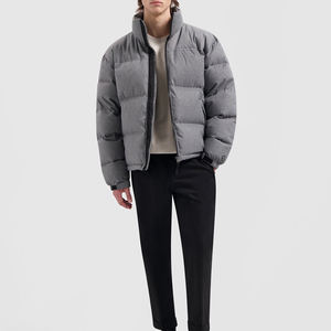 Abrigo con capucha a prueba de viento cálido de invierno para hombre, chaqueta acolchada brillante con cuello levantado, chaqueta gruesa de plumón, tela de lona - Product Image 5