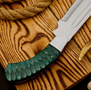 สกินเนอร์เหล็ก D2แฮนด์เมดสำหรับตั้งแคมป์พร้อมขอบหยักบางส่วนมีหมุดทองเหลืองดามัสกัสโบลสเตอร์รับประกัน3ปี - Product Image 4