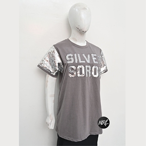 Wholesale OEM Customized <b>Women</b> Sparkles with Sequin Sleeves letters Shirt Glitter Party wear Casual <b>Loose</b> Fit <b>Top</b> Summer t.shirt - Product Image 5