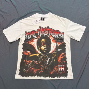 T-shirt à manches courtes pour homme en coton avec imprimé diamant aquatique, style streetwear américain, collection Life Hustlers, vente en gros - Product Image 5