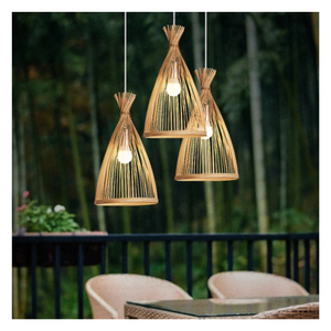 โคมไฟไม้วินเทจทำจากไม้อุตสาหกรรมโคมไฟระย้าหวายไม้ไผ่จากเวียดนาม - Product Image 1