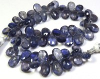 Perles de pierres précieuses en Iolite bleue, forme poire, 8-10 mm, qualité supérieure, naturelles, facettées, translucides, brin de 7 pouces, 90 carats, prix d'usine