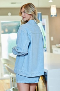 แจ็กเก็ตยีนส์โอเวอร์ไซส์สำหรับผู้หญิงแจ็กเก็ตยีนส์ลำลองมีกระดุมเสื้อผ้าแนวสตรีทสวมใส่ได้นานสำหรับผู้หญิงและเด็กผู้หญิง - Product Image 6