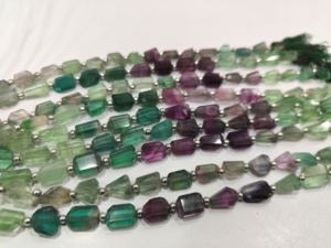 Cuentas de Briolette facetadas de 8 a 12mm de varios colores de fluorita natural vendidas por hebra de 8 pulgadas de largo - Product Image 4