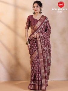 Premium Handloom Holland Silk Sarees Tissu Couleur assortie pour rideaux élégants et designers Holland Silk Saree Luxurious Sarees - Product Image 2