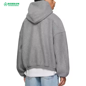 เสื้อฮู้ดซิปทรงโอเวอร์ไซส์ ผ้าฝ้ายเฟรนช์เทอร์รี่ 100% สตรีทแวร์ หนัก 300 กรัม แห้งเร็ว ระบายอากาศดี สีดำ - Product Image 2