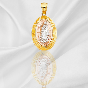 เครื่องประดับแฟชั่นสามโทนสีทองสำหรับเด็กจี้กัวเดอลูเปอร์14K ประดับเพชรและทองแดงสำหรับศาสนาของเรา - Product Image 4