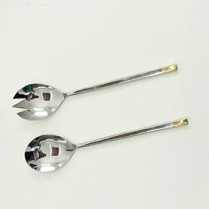 Ensemble de service à salade en acier inoxydable poli miroir à gros nœuds fait à la main Vaisselle Ensemble de service alimentaire décoratif - Product Image 6