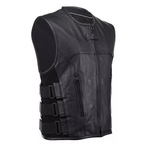 Chaleco de motorista de moda personalizado, reversible, dorado, resistente al viento, ecológico, con cremallera, de cuero, chaleco para moto, precio al por mayor - Product Image 2