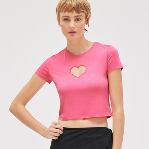 100% Cotton <b>Knitted</b> Mesh Crop Tank Cami Casual Style Crew Neck <b>Short</b> Length Front Back Logo Placement Mesh Crop <b>Top</b> - Product Image 2