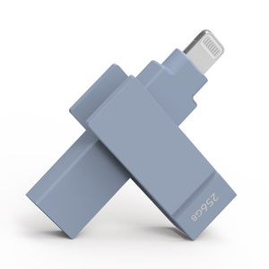 Piodata ixflash 512GB แฟลชไดรฟ์สำรองได้รับการรับรอง MFI Morandi สีน้ำเงิน2-in-1 USB Lightning ปากกาเก็บข้อมูลภายนอก iPhone iPad - Product Image 1