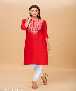 Fancy Kurtis Girls señoras algodón rayón mujeres último diseño de moda listo para usar precio bajo con Palazzo vestido indio al por mayor étnico - Product Image 1