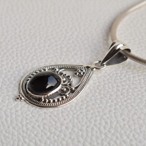 Vente en gros pendentif en onyx noir pierre précieuse pendentif en argent sterling 925 cadeau de mariage parfait pour l'amour avec 925 bijoux de timbre - Product Image 3
