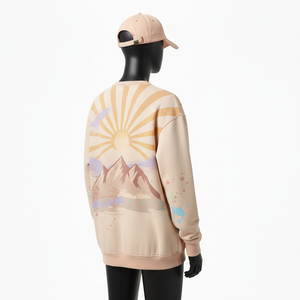 Sudadera para Mujer con Efecto Desgastado por el Sol, 300 GSM, Algodón y Poliéster, Felpa Suave, Tono Durazno, Logotipo Personalizado con Serigrafía, Sudadera Transpirable para Mujer - Product Image 5