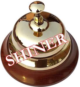 Hermoso diseñador de 5 ", servicio de campana de llamada de escritorio de latón para hoteles, escuelas, restaurantes, decoración, campanas de latón, recepción, campana de Base de madera - Product Image 1