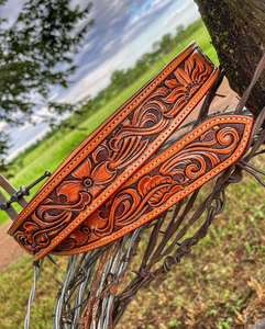 Custom Embossed Hand <b>Tooled</b> Leather Belts Ideal for Use As Leather Belts and Leather Straps with Embossing and <b>Engraving</b> - Product Image 4