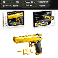 Kit de modèle de pistolet couleur or à 3 modes, Desert Eagle, jouet de construction pour enfant, garçon, mitrailleuse, arme militaire, jouet de construction en blocs