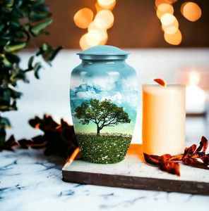 Nature Themed Metal Urn for Ashes <b>Mom</b> & Dad Cremation Urn Adult Ashes Male & Female Burial Urns Funeral Decorative Custom Size - Product Image 5