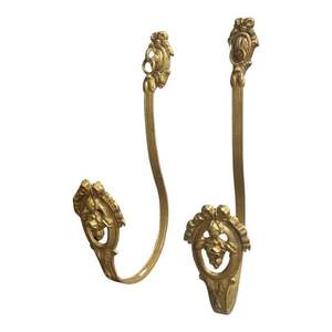 Brass colored <b>wall</b> hooks with vintage design and durable <b>mount</b> crafted for traditional decor and hallway function - Product Image 2