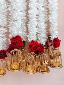 Metal Candle Holder Jasmine Rose String For Home, Balcony, Diwali, New Year, Christmas, Pooja Backdrop Decor, Eid Wall Hanging - Product Image 2