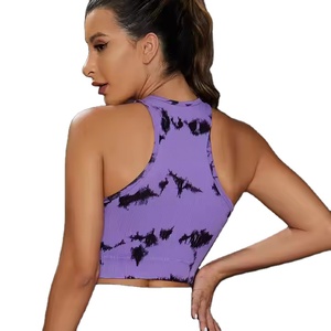 Top Deportivo Corto sin Costuras para Mujer, con Logotipo Personalizado FLW, Estilo Veraniego, Tie Dye, Acanalado - Product Image 5