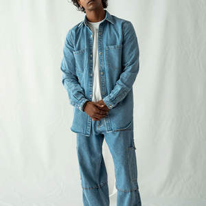 Chemise denim de qualité supérieure à design unique pour homme Chemise en denim personnalisée à manches courtes pour homme Produit tendance Chemise en jean - Product Image 5