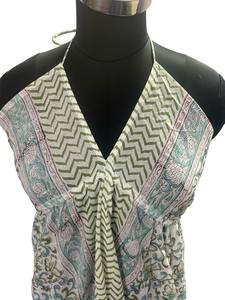 Vestido de Algodón de Alta Calidad para Mujer, Estilo Boho, Casual de Verano, Estampado Floral Verde, Silueta Holgada, Cintura Natural, Directo de la India - Product Image 2