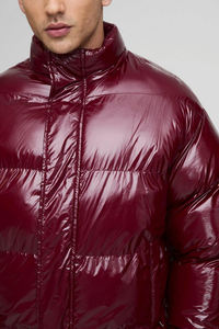 Chaqueta acolchada de talla grande de Material de poliéster brillante a la moda, chaqueta de invierno acolchada de algodón con logotipo impreso personalizado - Product Image 6