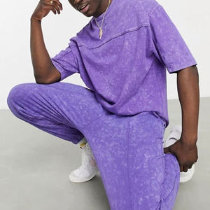 Survêtements de qualité de marque personnalisée surdimensionnés délavés à l'acide deux pièces ensemble de survêtements d'été pour hommes - Product Image 2