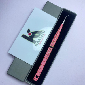 Pince à épiler professionnelle d'extension de cils à longue isolation de vente chaude antidérapante de poignée de diamant avec la boîte à faible coût - Product Image 1