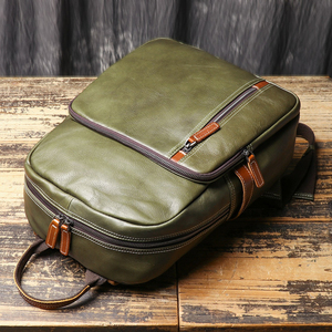 Factory Made Rich Grain Leather Handmade Corduroy Leather Laptop Backpack <b>Men</b> <b>Office</b> <b>Bag</b> Easy Carry Travelling - Product Image 1