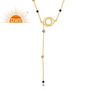 Collar de piedras preciosas con cuentas de ónix negro y jaspe dálmata chapado en oro de la mejor calidad, fabricante de joyería fina Demi - Product Image 2