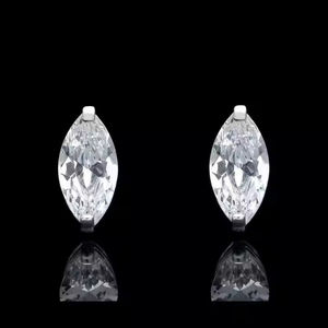 Pendientes de tuerca de diamante cultivado en laboratorio, pendientes de regalo de Plata de Ley 925, pendientes de tuerca de moissanita de corte Marquesa 2TCW, regalo de cumpleaños para - Product Image 1