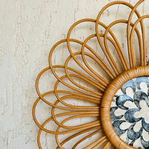 Meilleur Prix Rotin Avec Vadrouille Décoration Murale Art Mural Décor À La Maison Tissé À La Main Cercle Floral Conception Naturel Brun Noir Blanc Shell Décor - Product Image 4