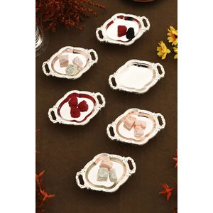 Juego de 6 Cajas Ovaladas con Asa para Delicias Turcas, Modelo Mini Plateado de Mucit Home - Product Image 5