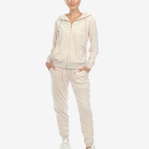 Custom Hot Selling <b>Velour</b> Tracksuit Plus Size <b>Women's</b> Zip up Hoodie and <b>Jogger</b> Set 2 Pieces Velvet Suit for <b>Women</b> BY HI - Product Image 2