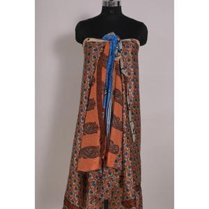 กระโปรงเมจิก2ชั้นวินเทจของผู้หญิงชุดเดรสผ้าไหมโพลีหลากสีเอวธรรมชาติ - Product Image 5