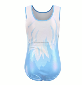 Leotardos de gimnasia sin mangas de primera calidad y gran oferta para niñas Diseño de llama de alta calidad con logotipo personalizado HECHO DE LICRA suave - Product Image 2