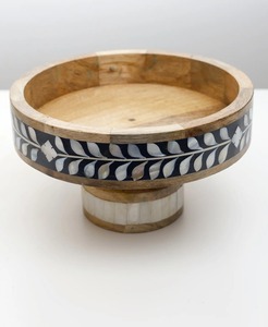 Soporte redondo de madera para Tartas con incrustaciones de madreperla, bandeja de exhibición de postres hecha a mano para boda Eid Ramadan y decoración festiva del hogar - Product Image 3