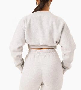 Sweat-shirt à capuche uni personnalisé en coton et polyester à boutons-pression épais et coupe carrée Sweat-shirt streetwear pour femme - Product Image 2