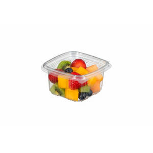 Conteneur alimentaire à couvercle articulé en RPET de 375 cc, 6 paquets x 100 pièces, B2B - Product Image 1