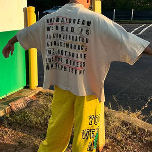 Camisetas con logotipo personalizado, camisetas gráficas de algodón 100%, camisetas de cuello redondo con serigrafía de gran tamaño y peso pesado para hombres - Product Image 3