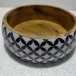 ชามไม้ทรงกลมสำหรับตกแต่งชามสลัดความจุขนาดใหญ่ทำด้วยมือสำหรับบ้านห้องครัวและร้านอาหาร - Product Image 1