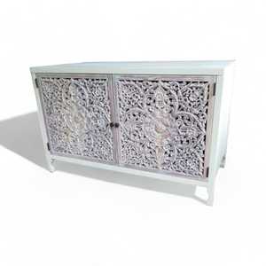 Luxueux Antique Solide Moderne Français Petite Table TV 2 Portes Sculpture Sur Bois Vitrines pour Salon Buffet De Stockage En Bois - Product Image 4