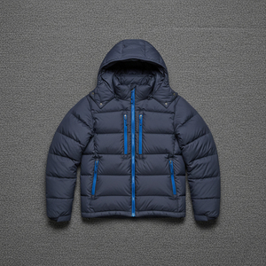 Veste d'hiver matelassée pour homme sur mesure OEM/ODM, logo imprimé à l'écran, fermeture éclair intégrale, rembourrage épais, capuche, imperméable, coupe-vent, toile - Product Image 2