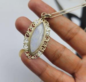 925 bonito colgante de piedra lunar de arcoíris colgante de plata de ley 925 hecho a mano colgante de piedras preciosas reales regalo de aniversario - Product Image 3