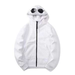 Sudaderas con capucha para hombre con gafas y logotipo personalizado con cremallera, Sudadera con capucha en blanco de gran tamaño para hombre - Product Image 3