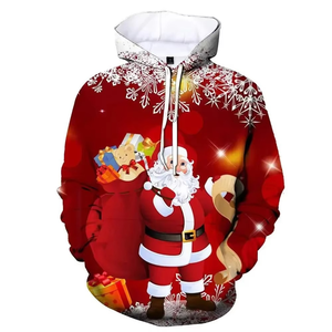 Fashion Christmas Printed Hoodie For Men Santa Claus Street Clothing Casual High Quality 100% polyester Christmas Men's Hoodies - Product Image 5