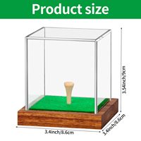 Support de présentation de balles de golf en acrylique transparent avec base en bois et support pour tee de golf, idéal pour la gravure laser, cadeau pour les amateurs de golf